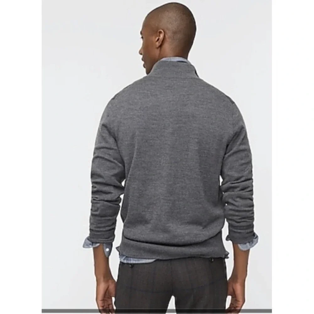 J Crew Mens Blue Merino Wool Blend Quarter Zip Washable Sweater Medium NWOT $138